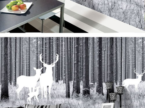 北歐森林麋鹿手繪風 第三墻藝術裝飾畫效果圖賞析與下載